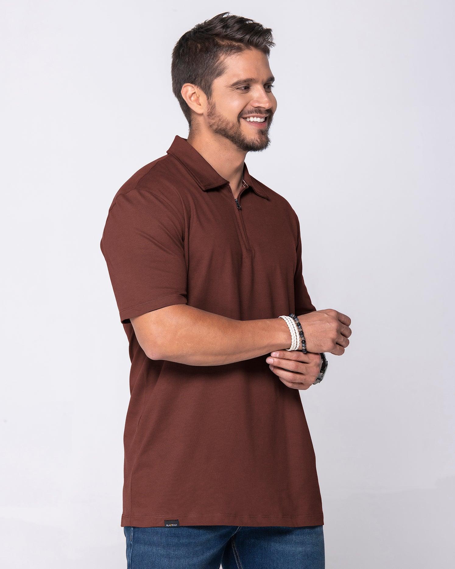 Camiseta Polo Beige, Negro, Gris Medio Y Terracota Marca Rappaz