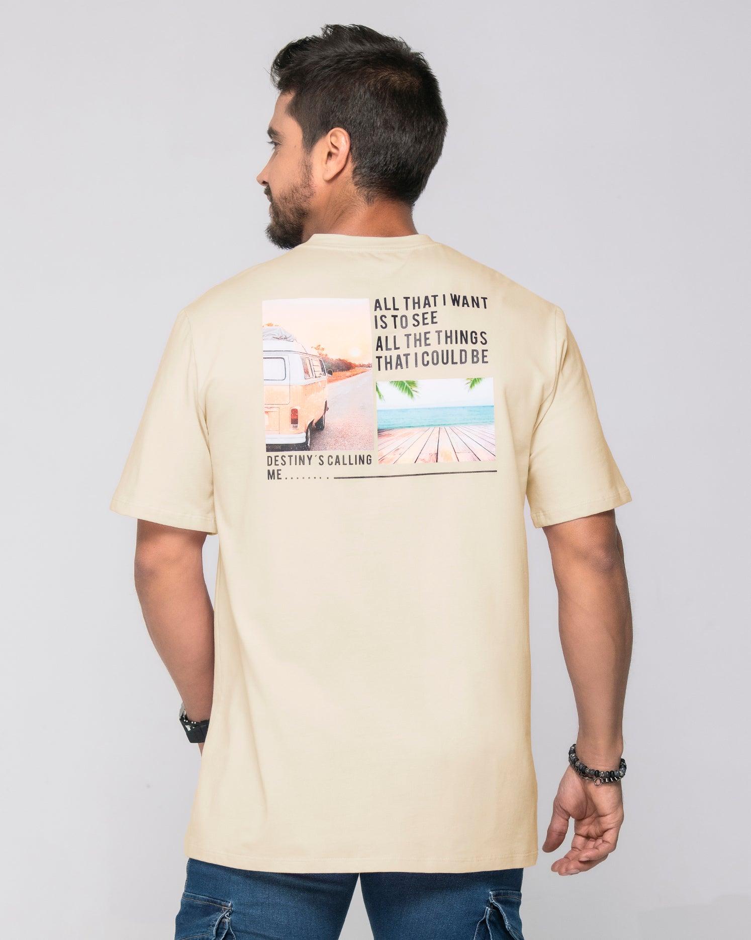 Camiseta Regular Color Beige e Ivoy Marca Rappaz
