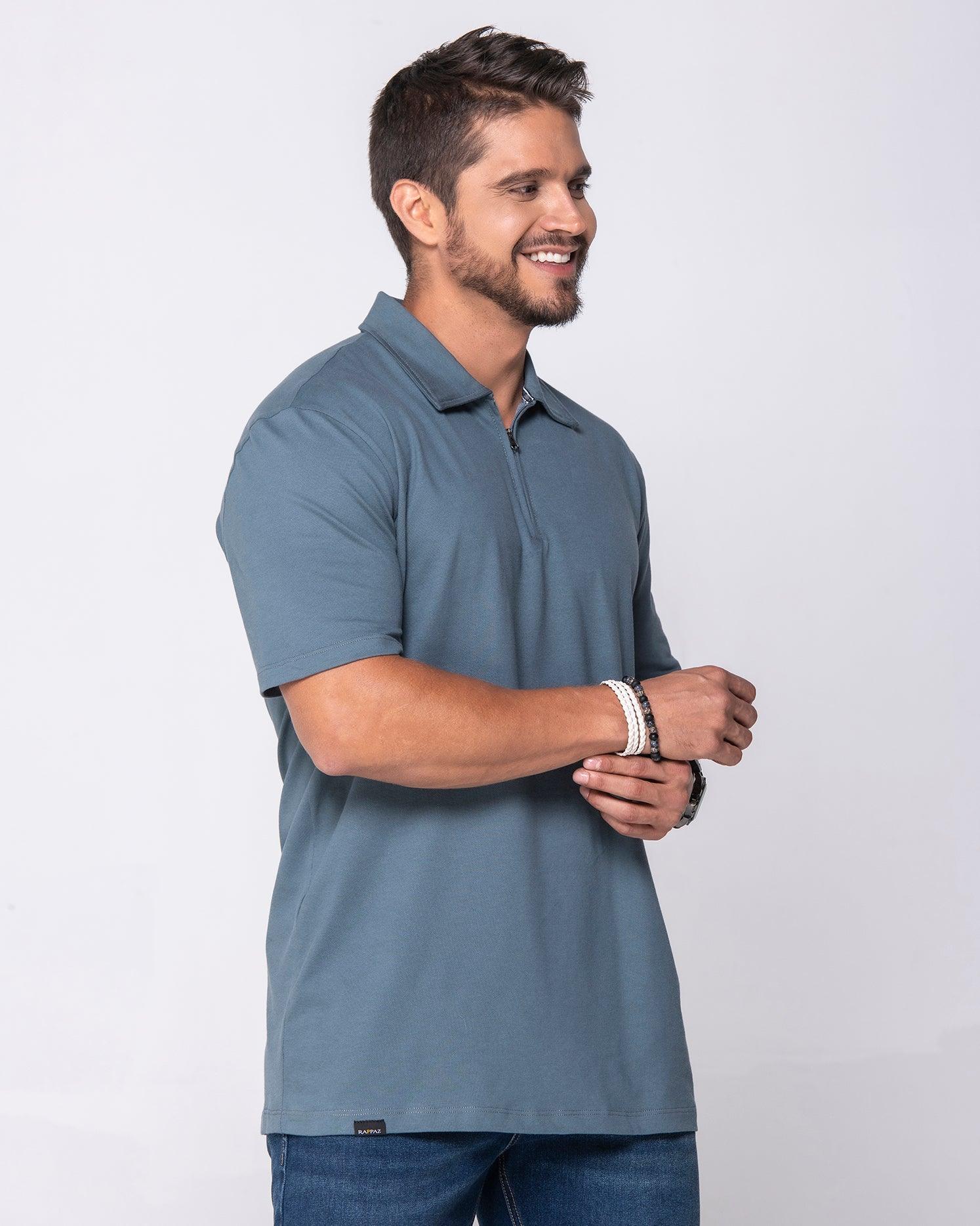 Camiseta Polo Beige, Negro, Gris Medio Y Terracota Marca Rappaz