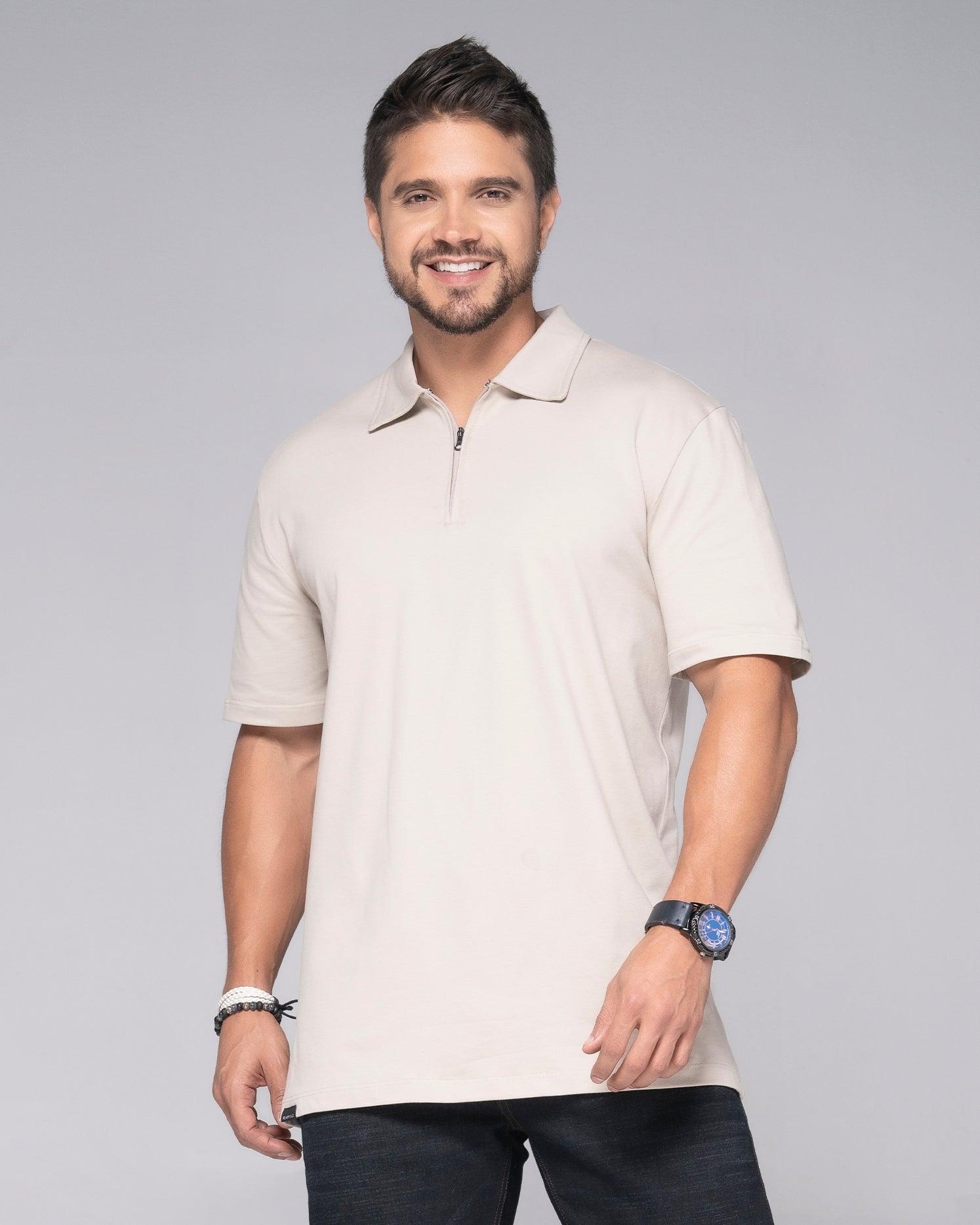 Camiseta Polo Beige, Negro, Gris Medio Y Terracota Marca Rappaz