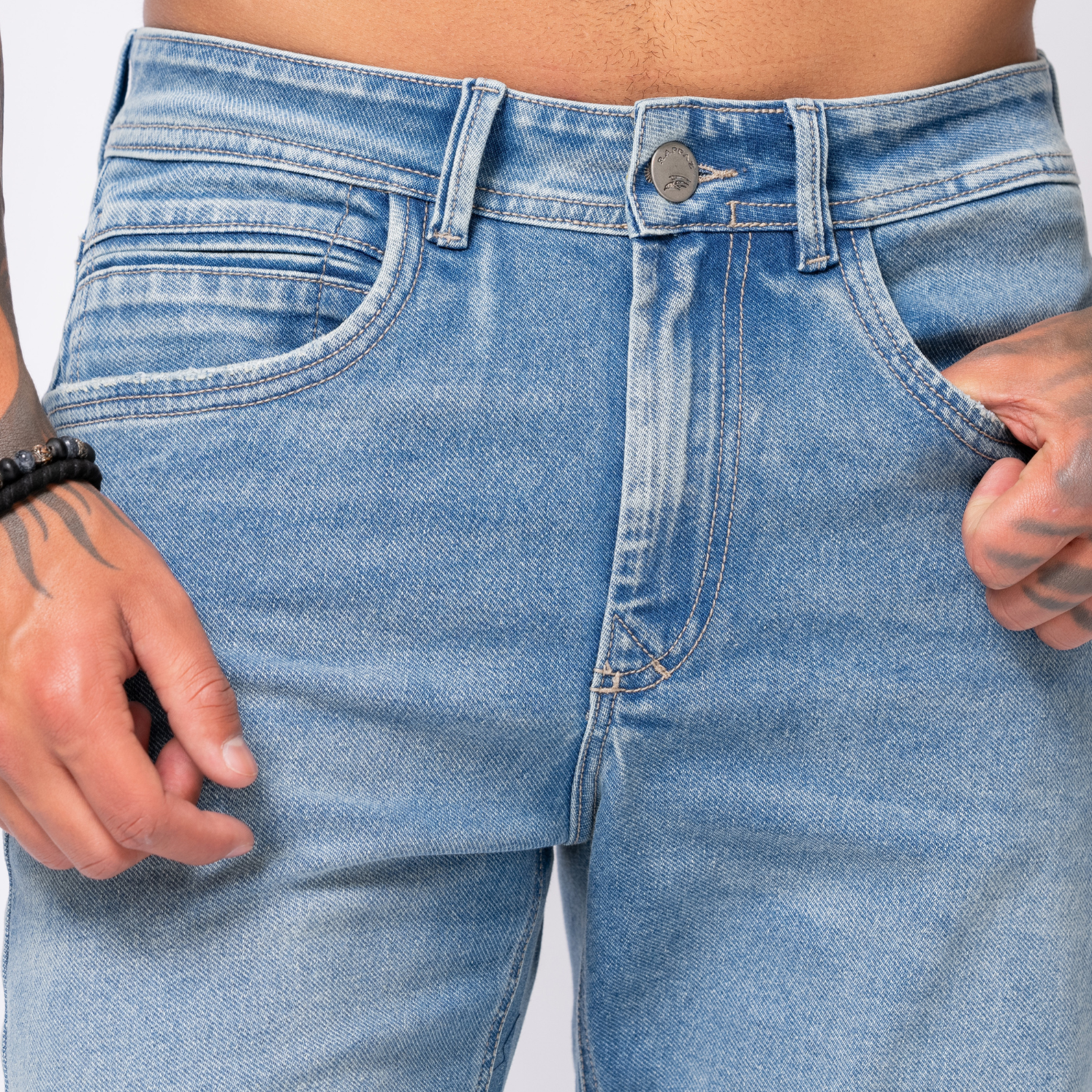Jean Regular con Desgaste 5 Bolsillos Marca Rappaz