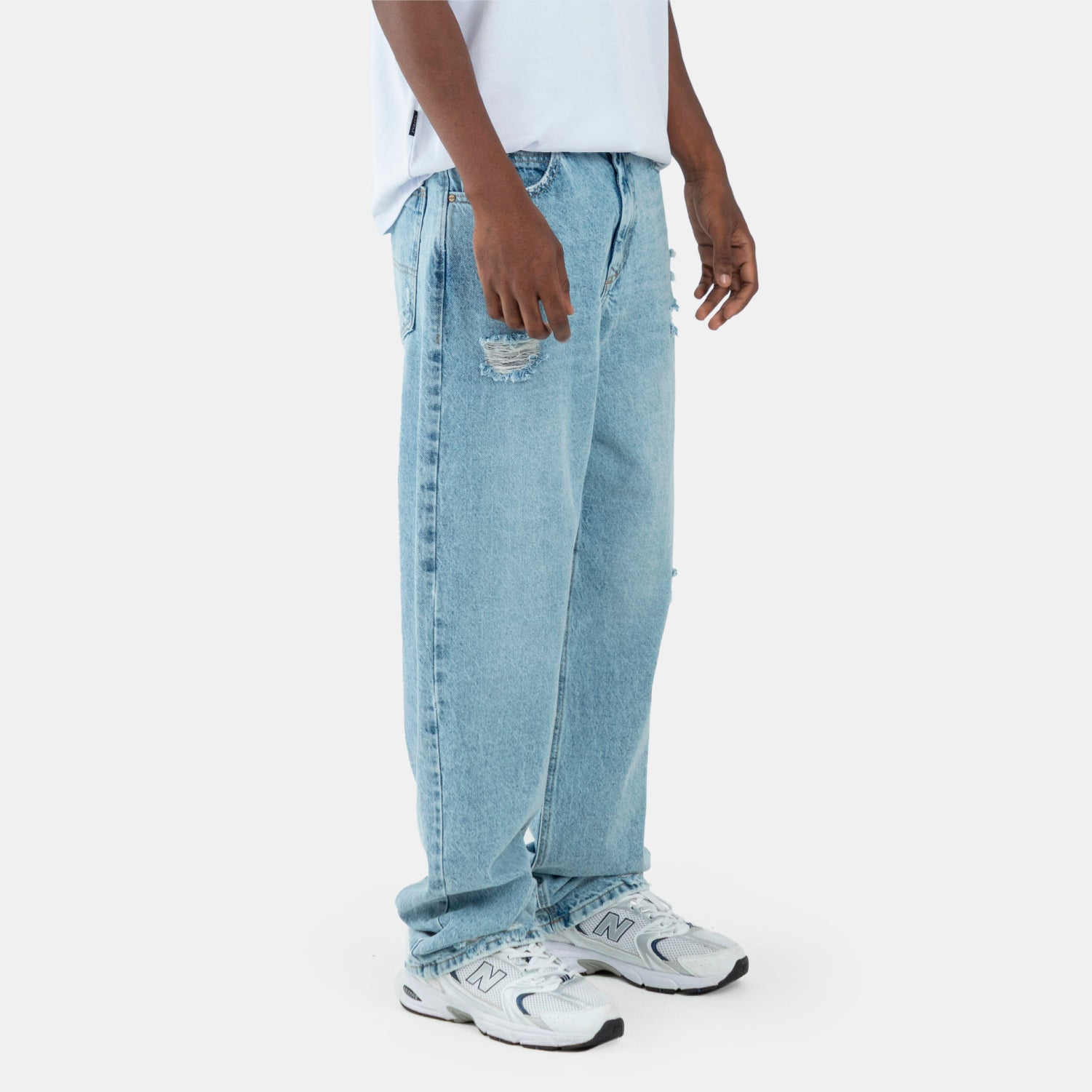 Light Blue Distressed Relaxed Jean