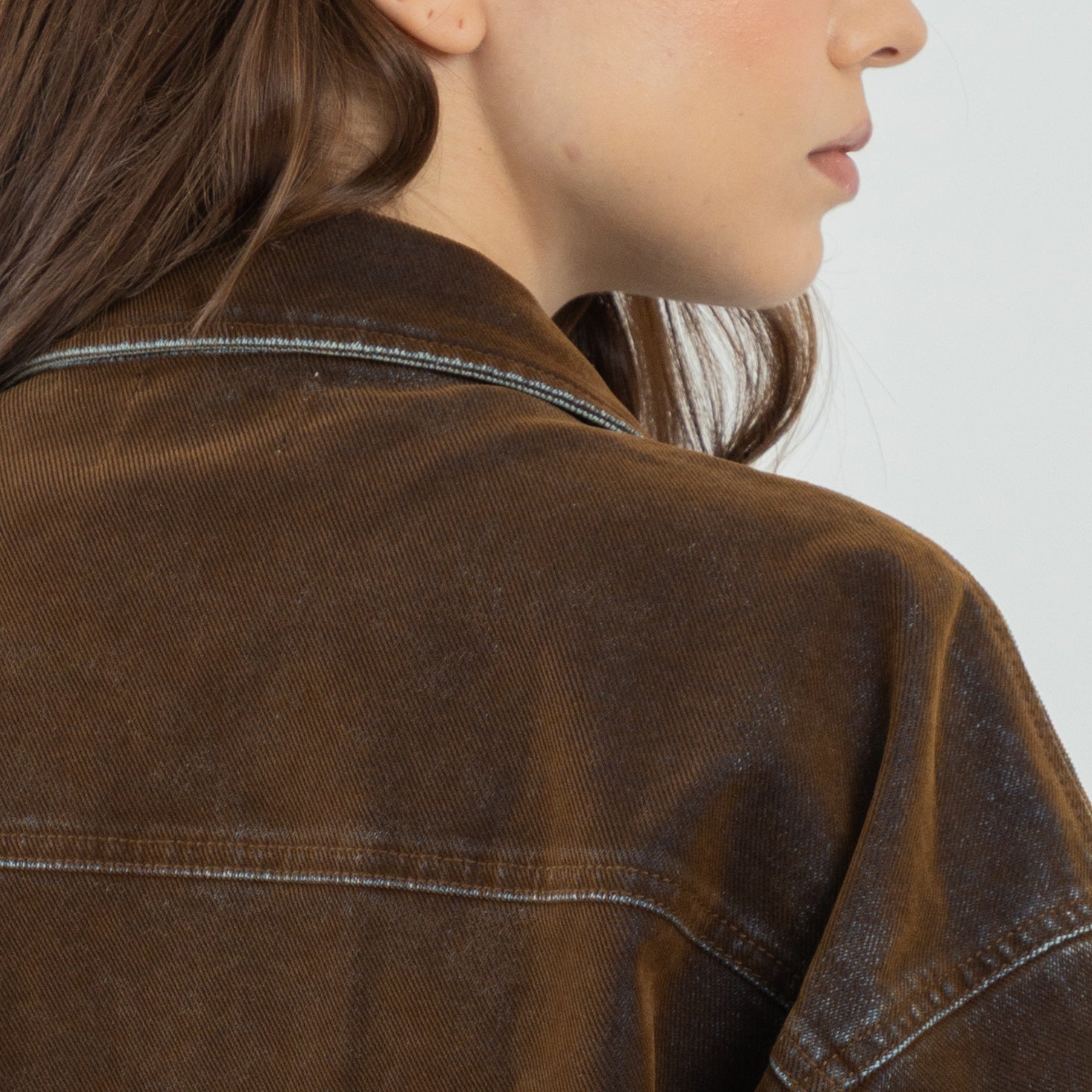 Corduroy Denim Overshirt Coffee WOMAN