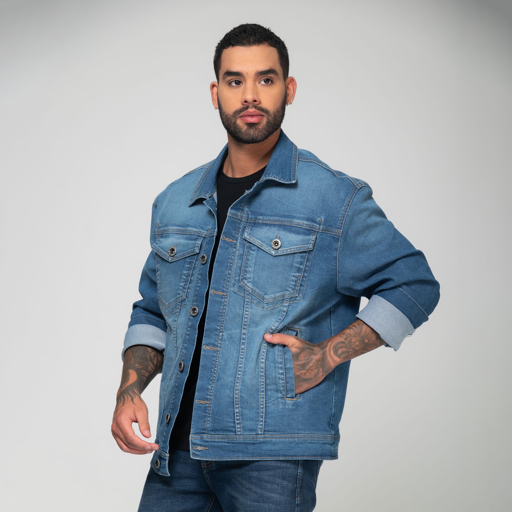 Chaqueta Denim Clásica Azul Medio