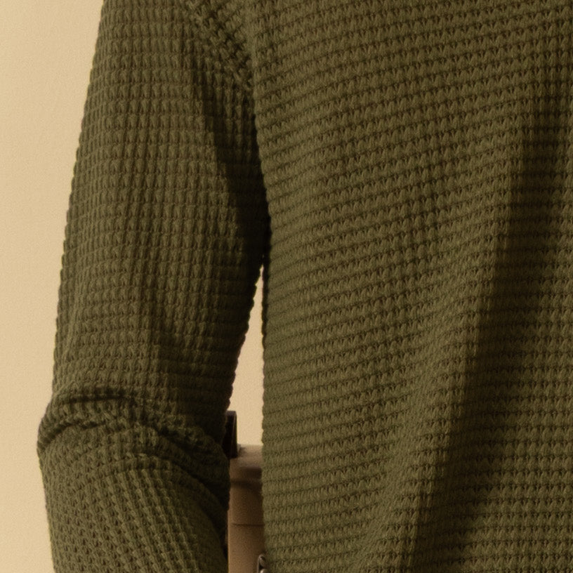 Waffle Polo Sweater Verde Oliva