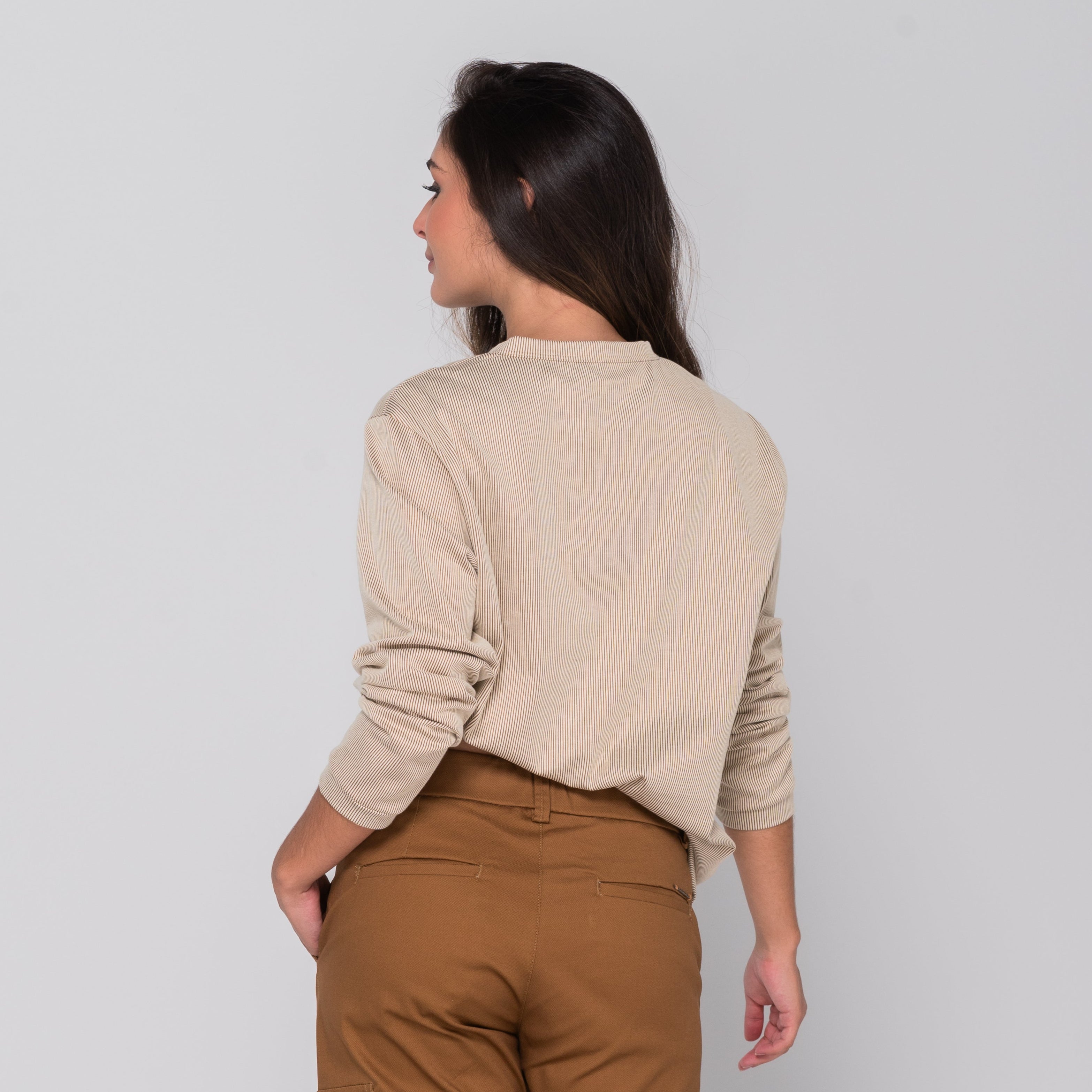 Long Sleeve Corded Layer Kaki WOMAN