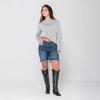 Clean Roll Denim Shorts Light Blue
