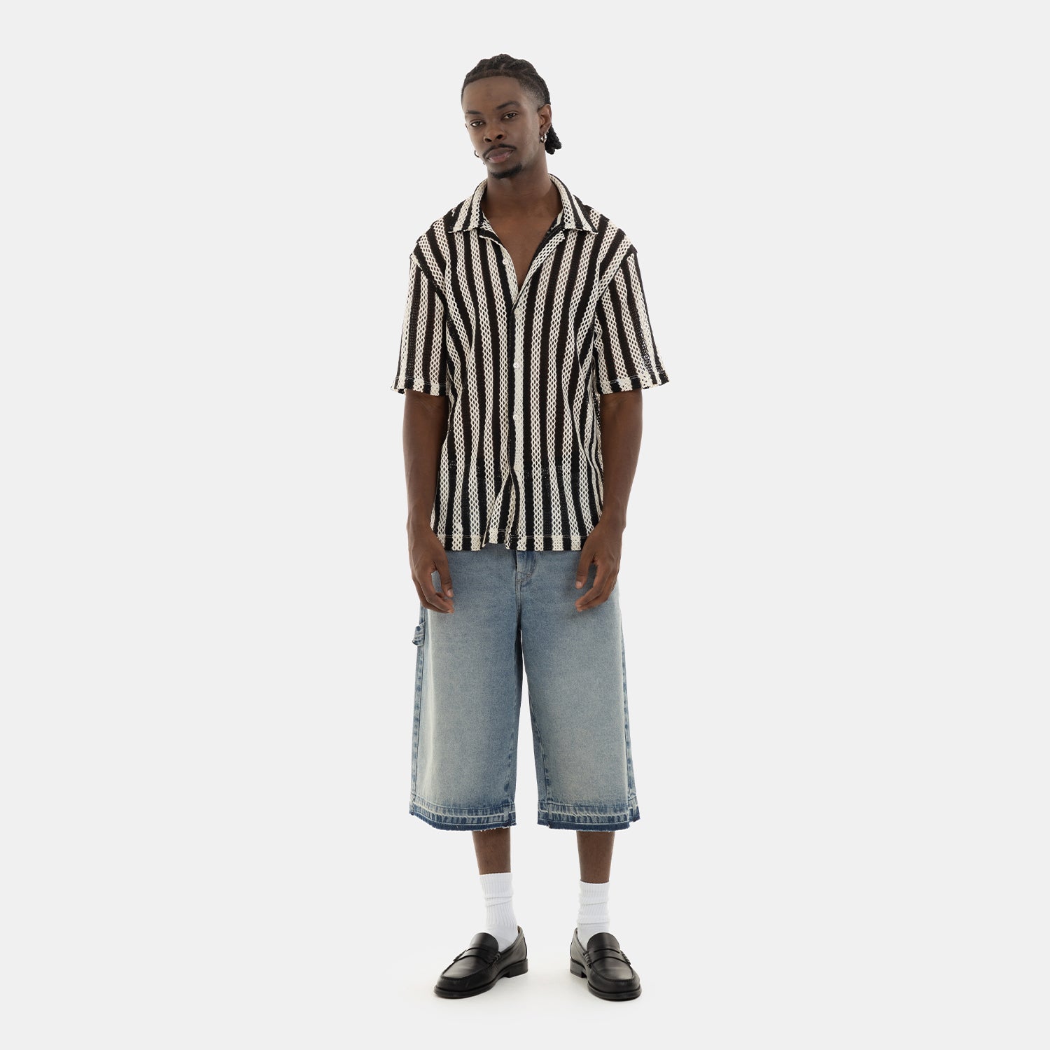 Mesh Striped Shirt Black