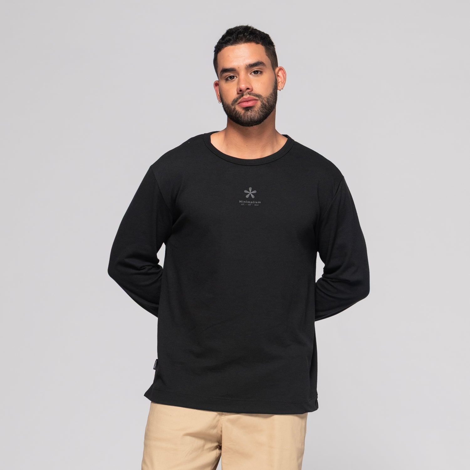 Buzo Manga Larga Cuello Redondo Estampado minimalista a Tono Marca Rappaz