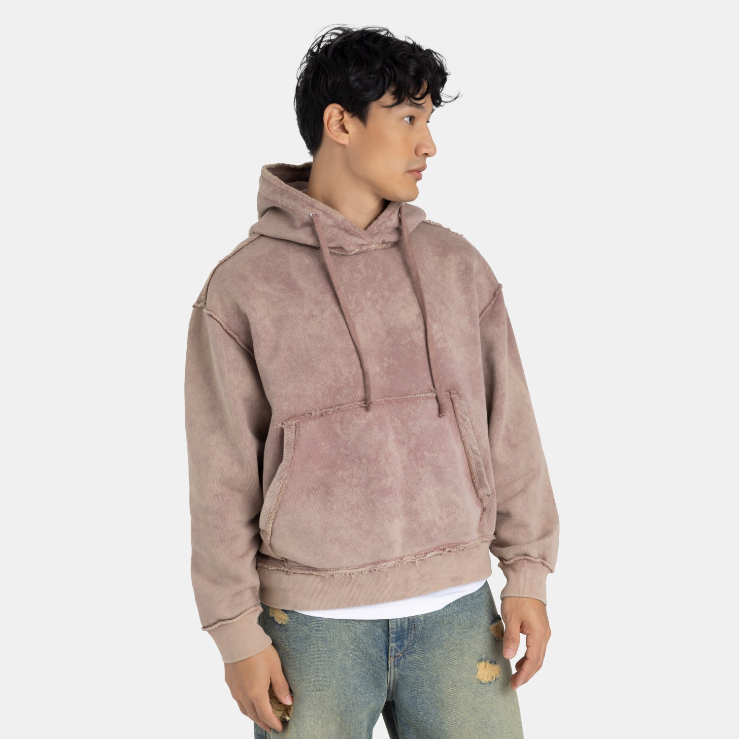 Acid Wash Hoodie Camel