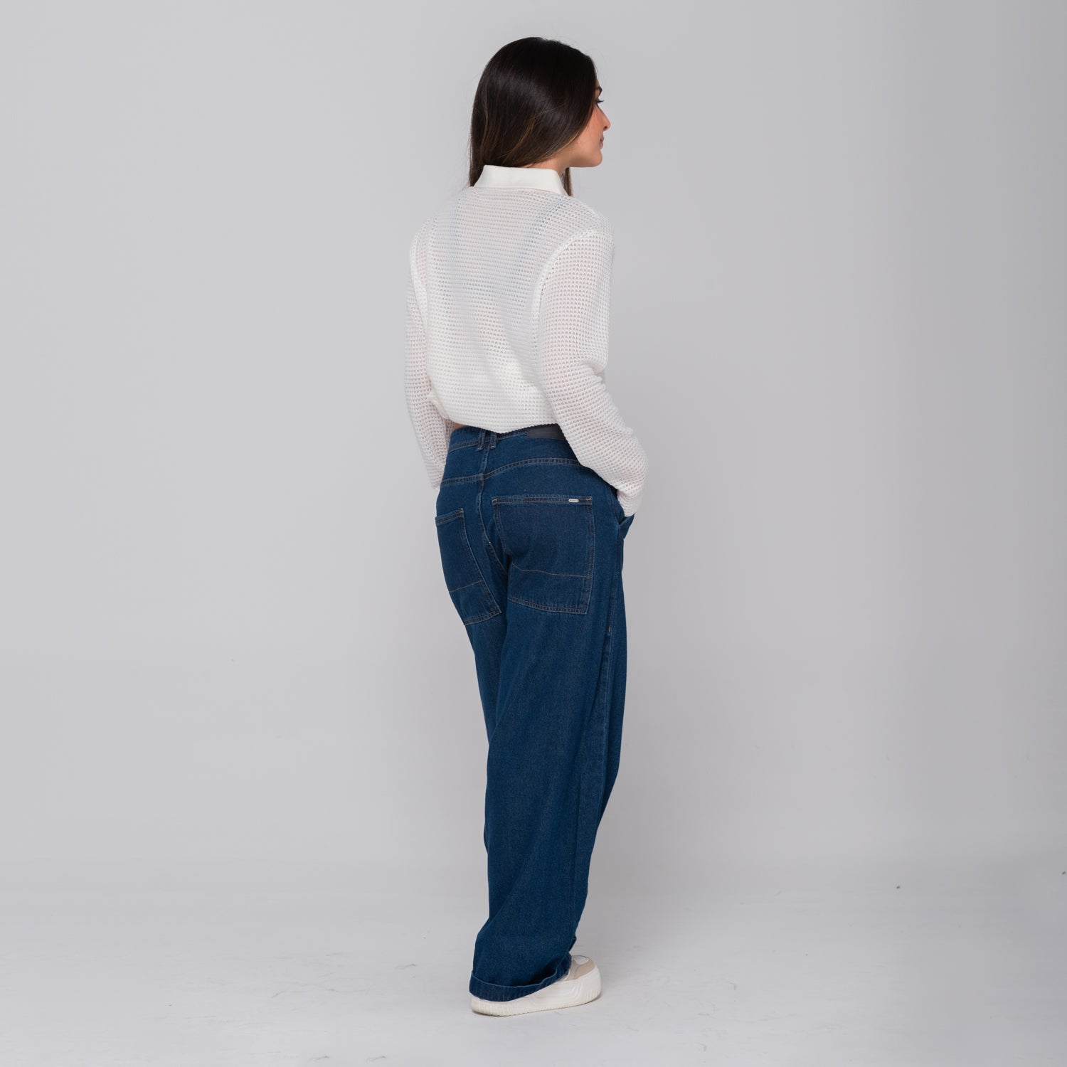 Waffle Polo Sweater Ivory