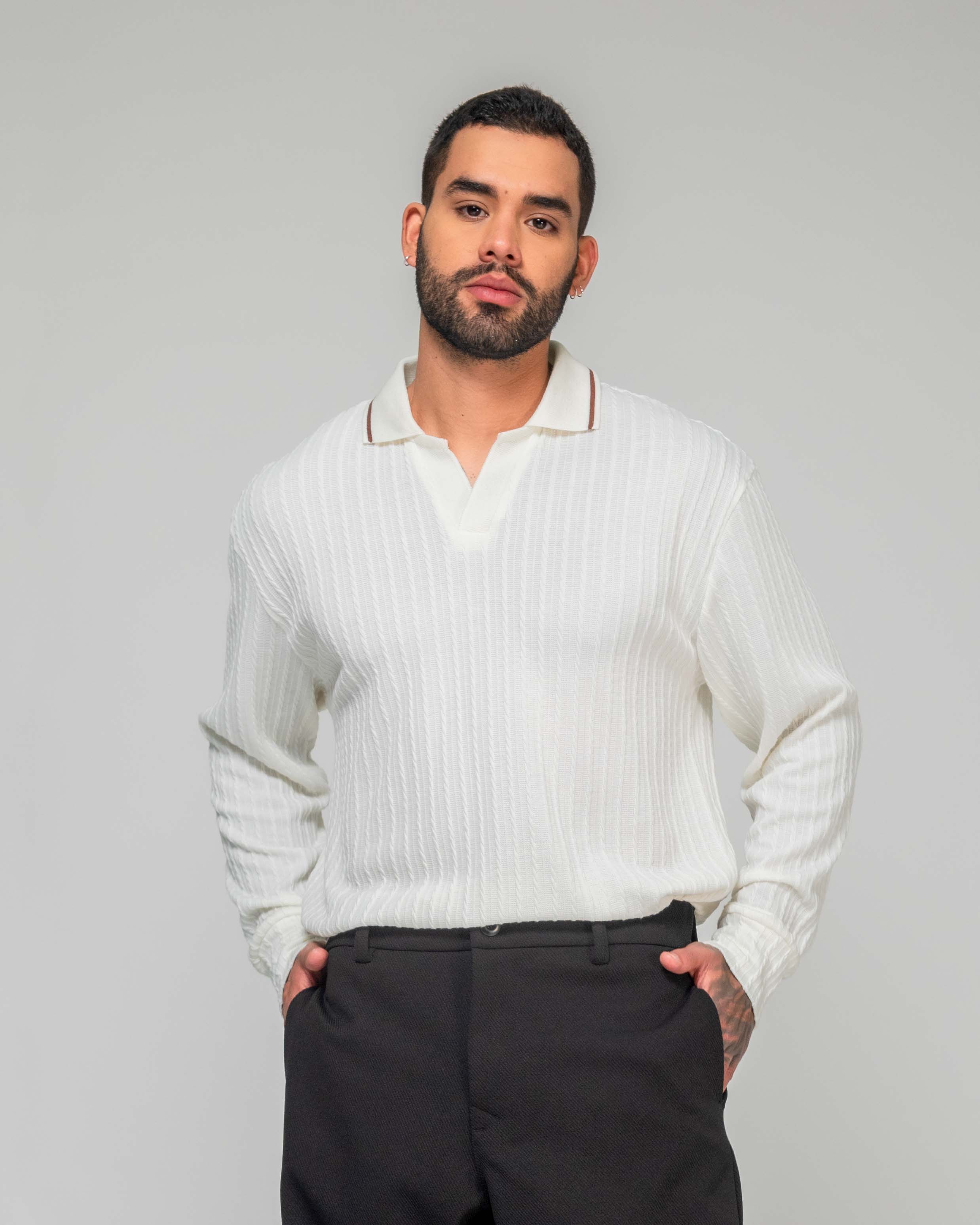 Polo Knit Sweater Beige