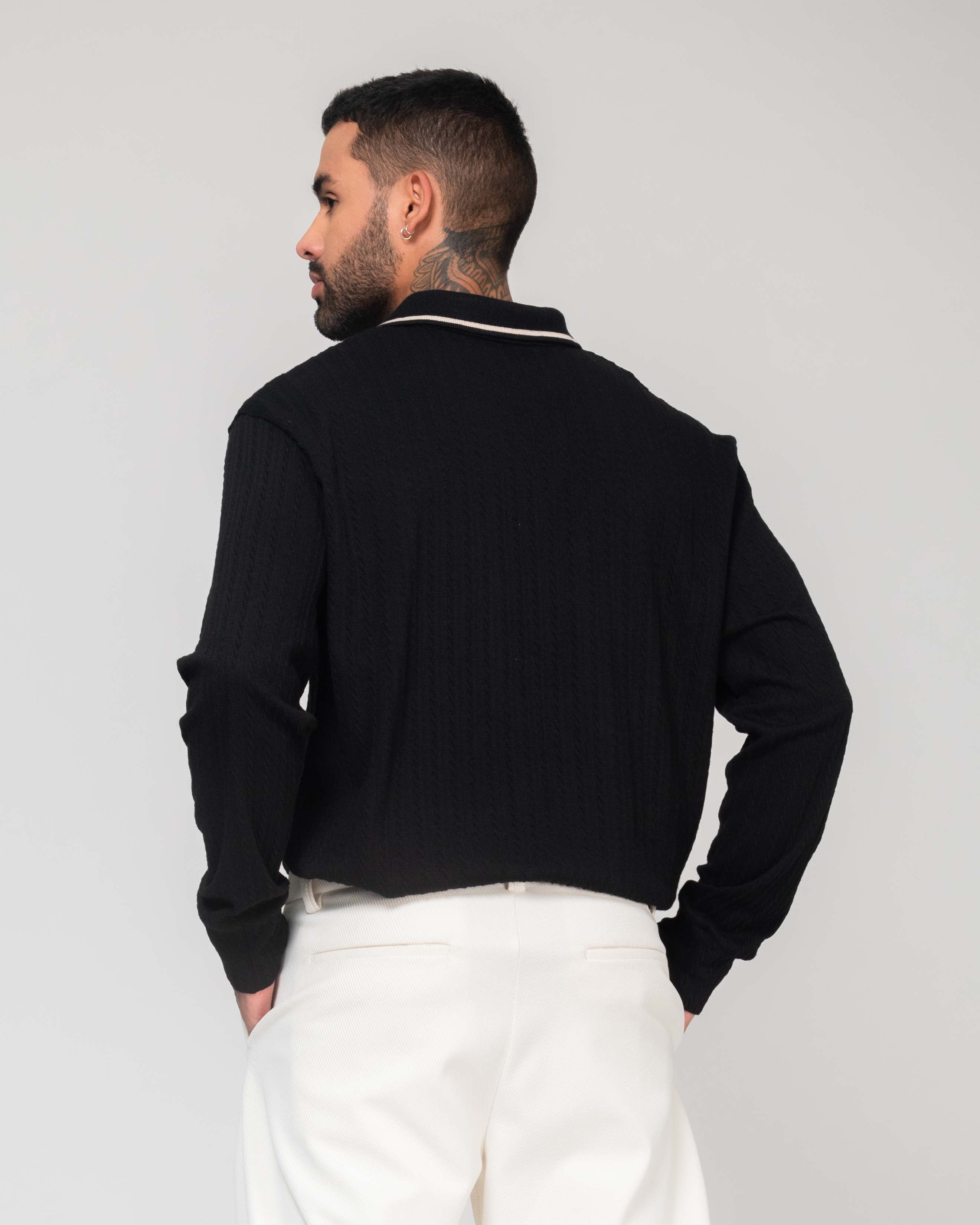 Polo Knit Sweater Negro