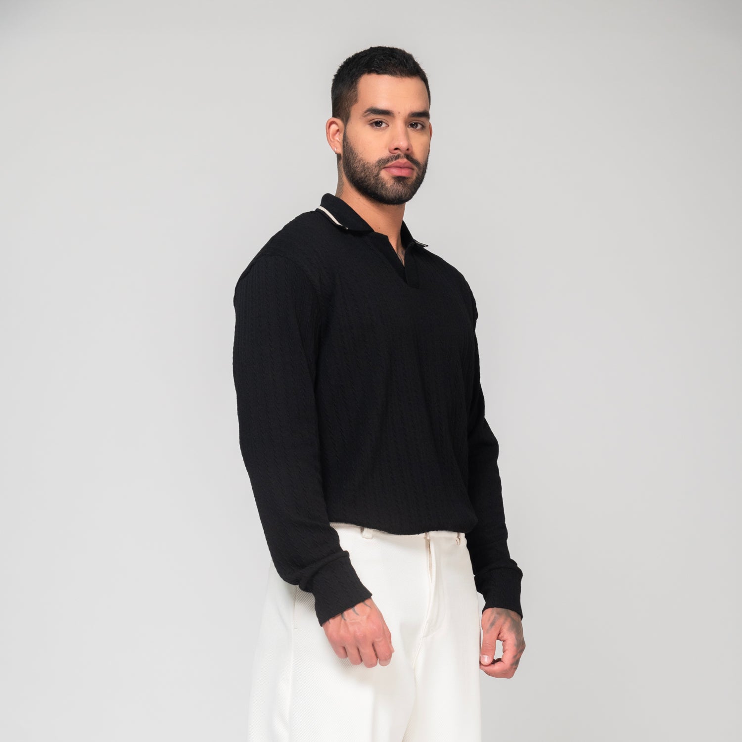 Polo Knit Sweater Negro