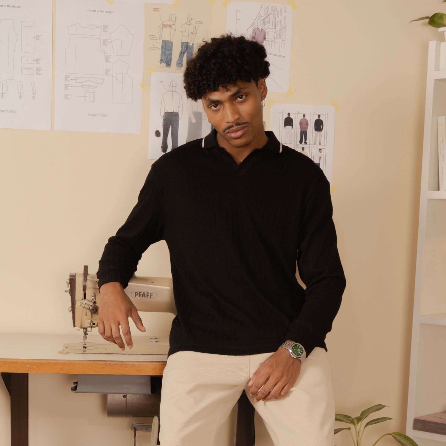 Polo Knit Sweater Negro