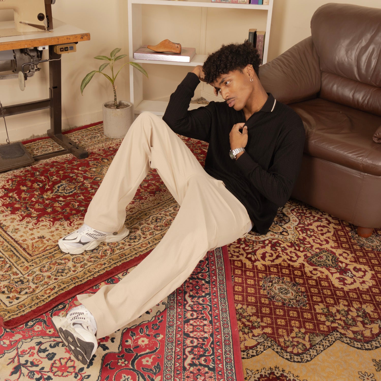 Polo Knit Sweater Negro