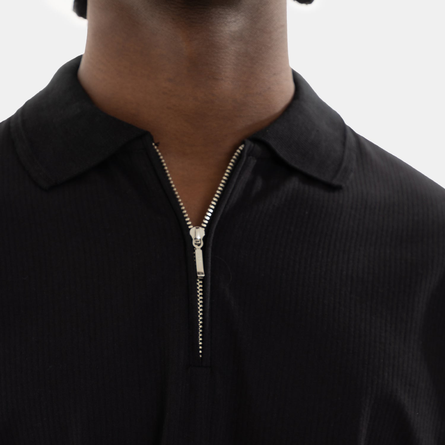 Zip Polo Sweatshirt Black