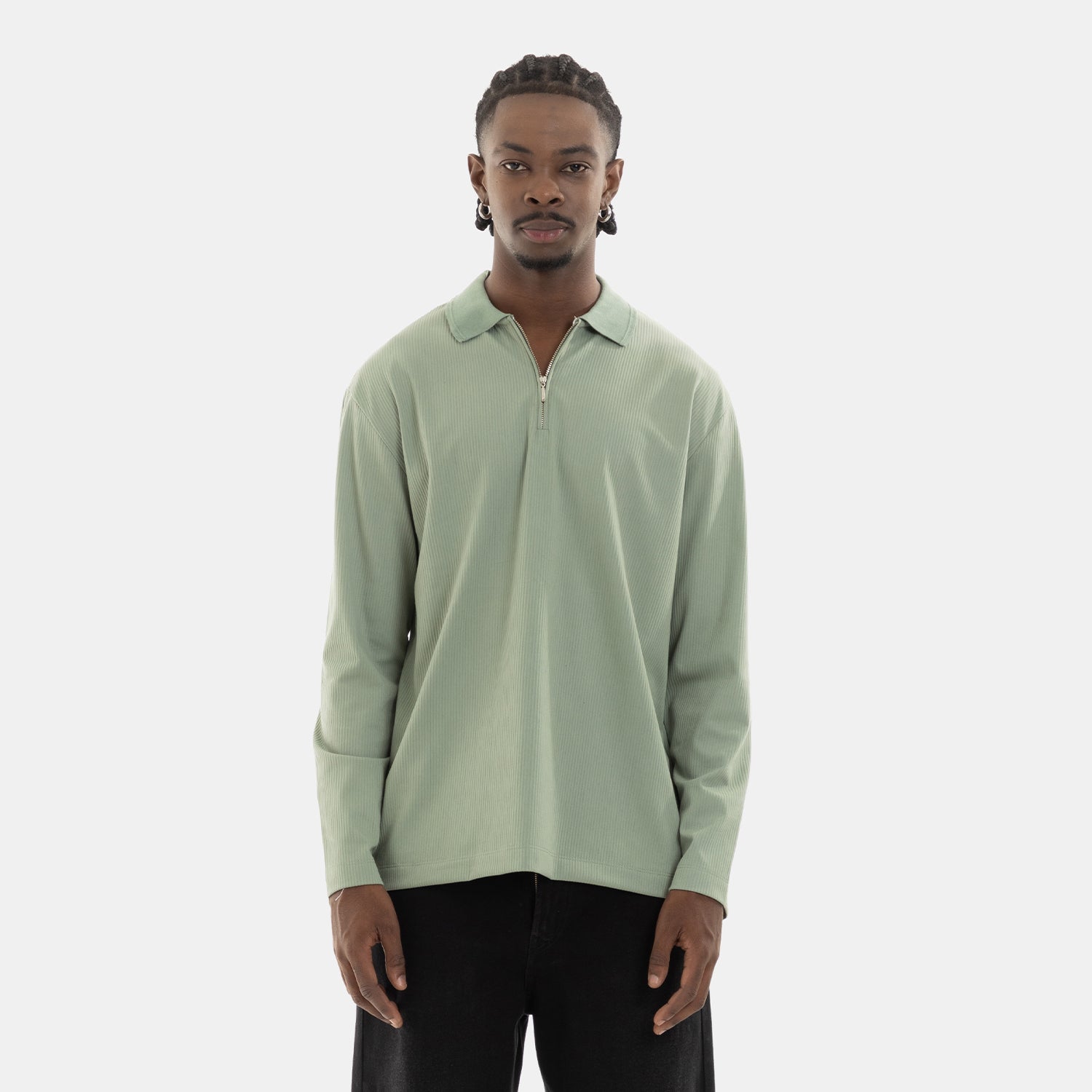 Zip Polo Sweatshirt Green