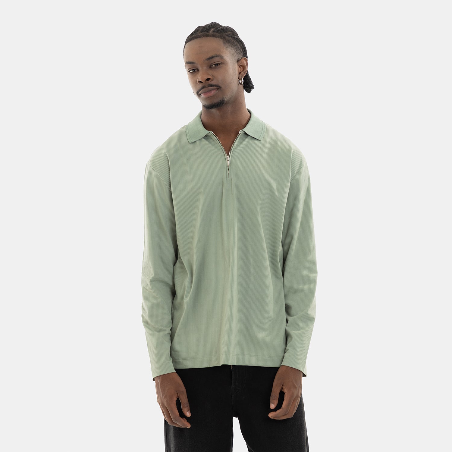 Zip Polo Sweatshirt Green
