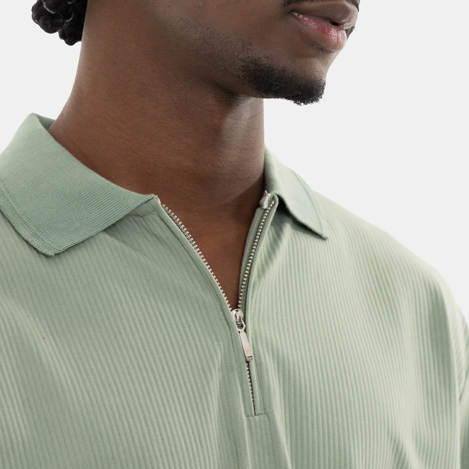 Zip Polo Sweatshirt Green