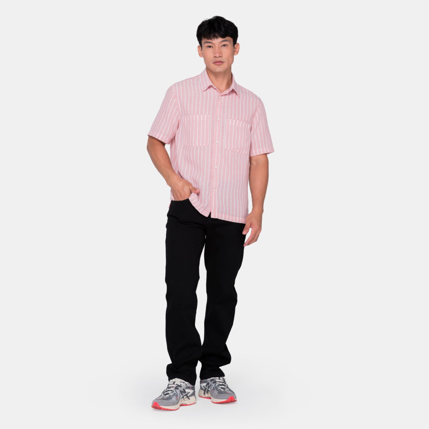 Vertical Stripes S/S Shirt Pink