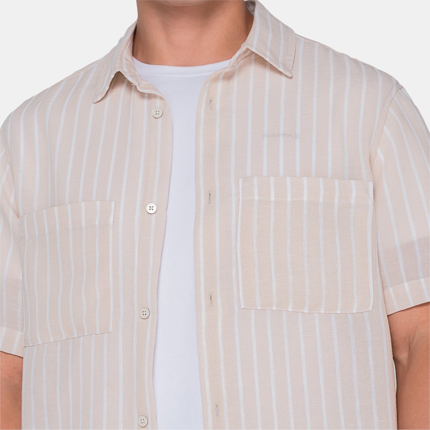 Vertical Stripes S/S Shirt Beige