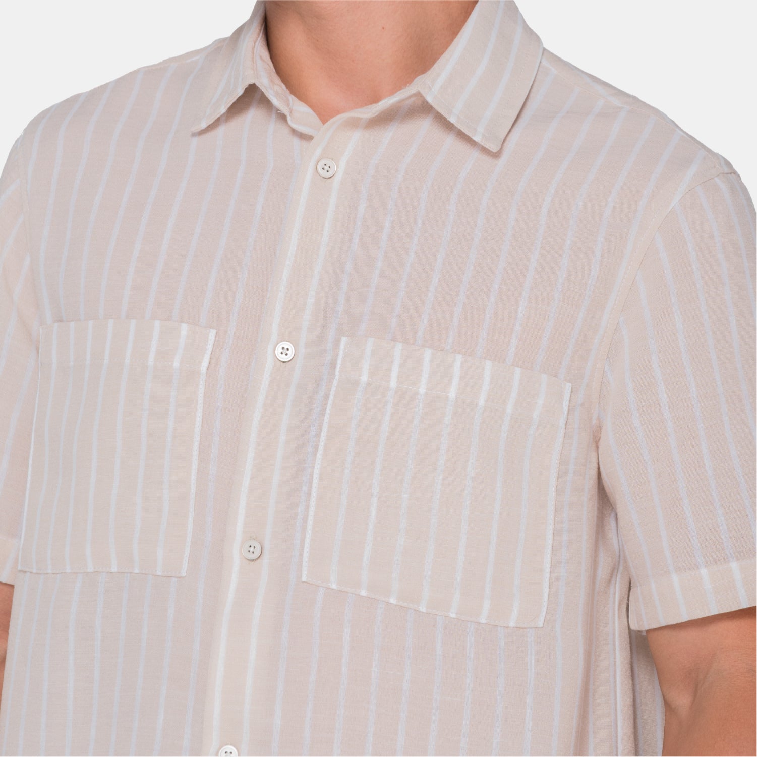 Vertical Stripes S/S Shirt Beige