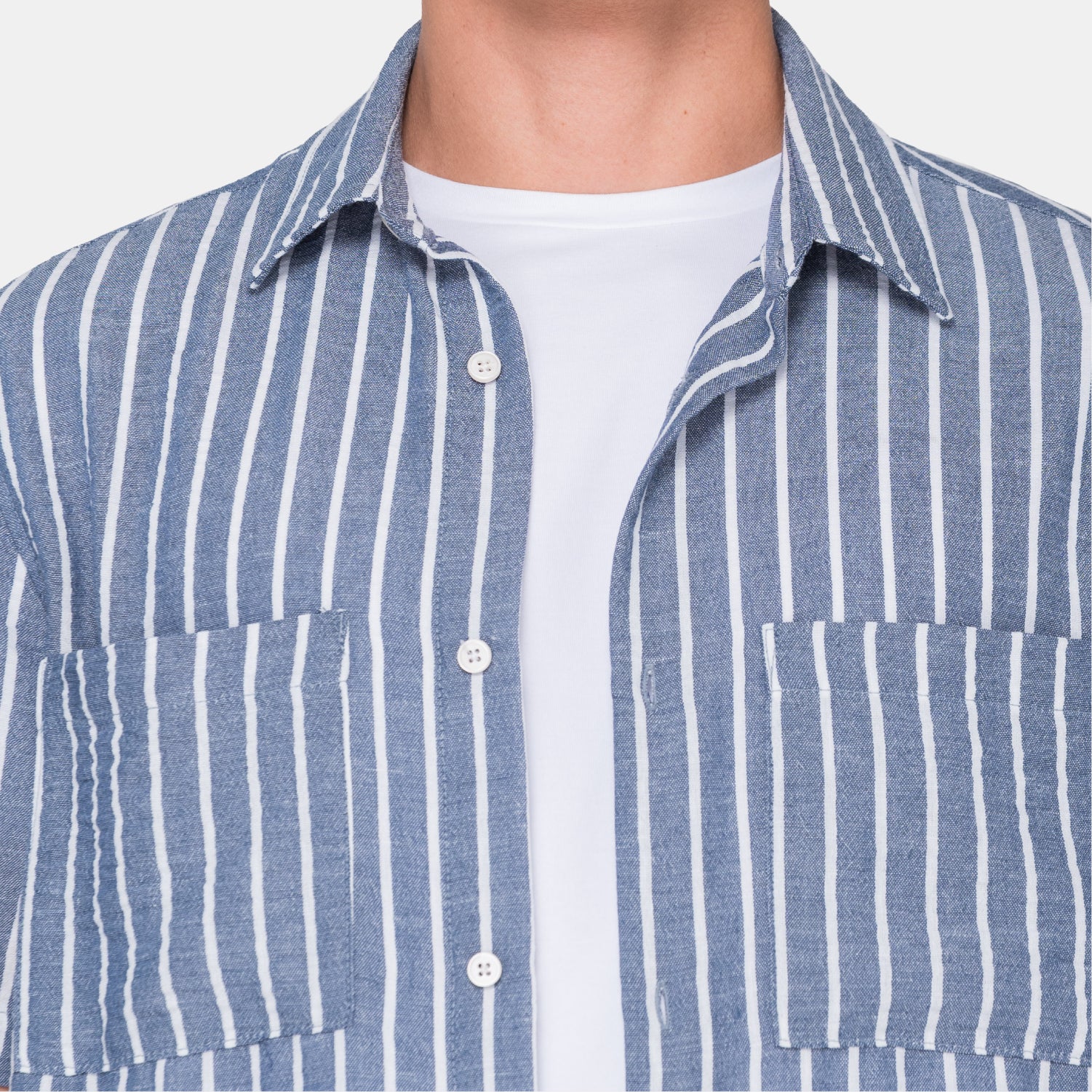 Vertical Stripes S/S Shirt Navy