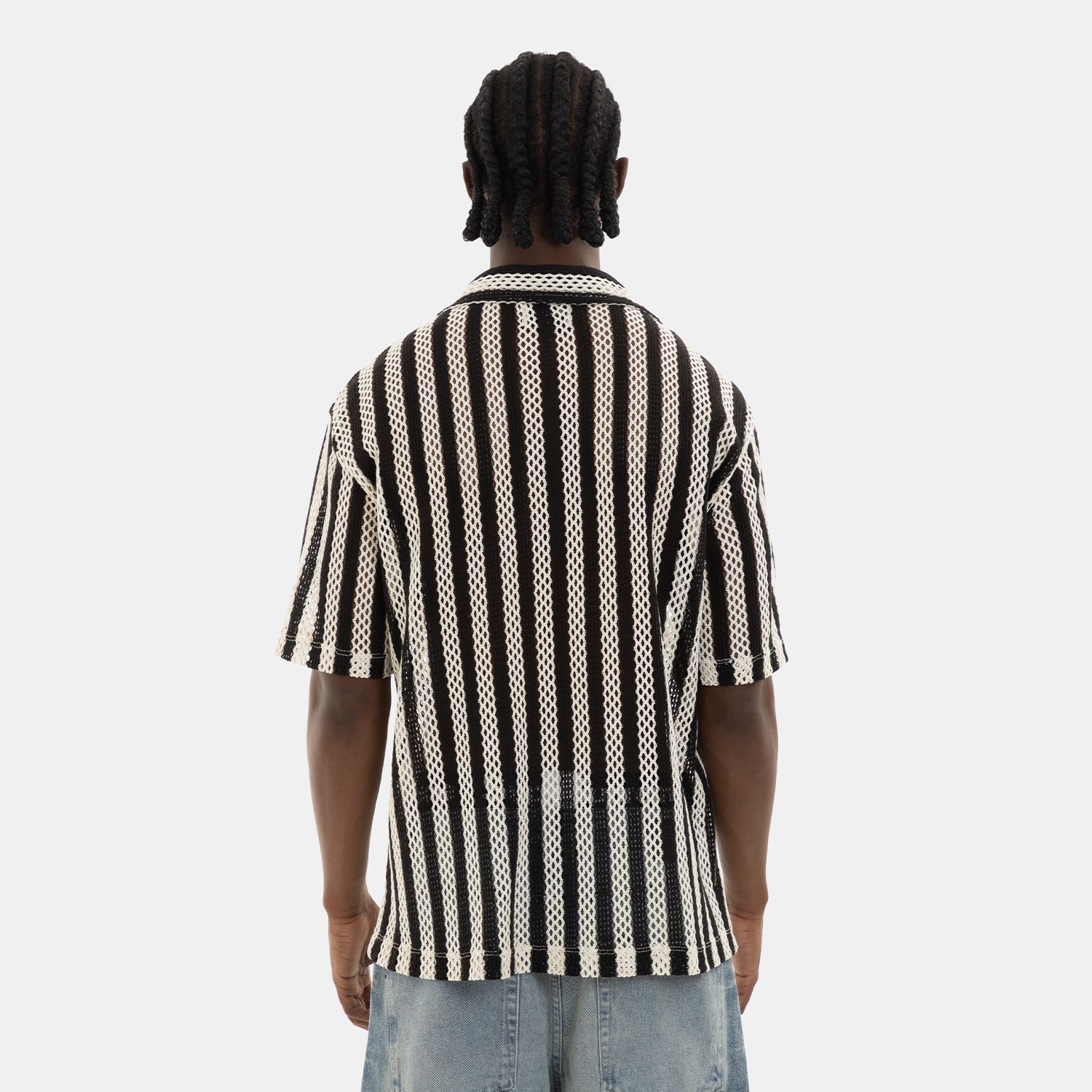 Mesh Striped Shirt Black