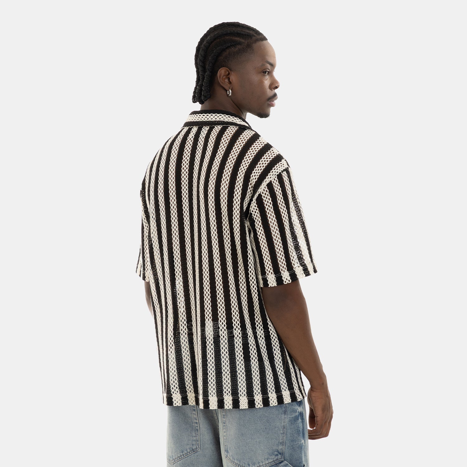 Mesh Striped Shirt Black