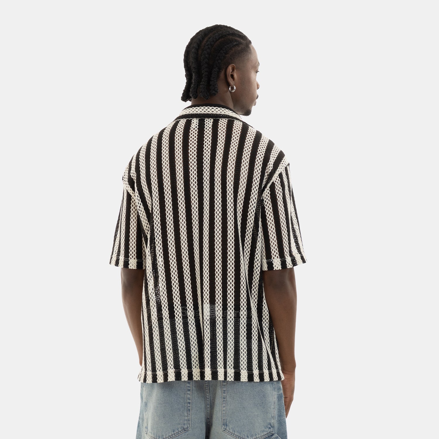 Mesh Striped Shirt Black