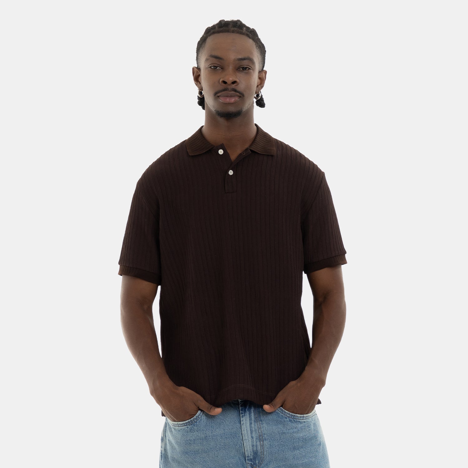 Refined Polo Knit Chocolate