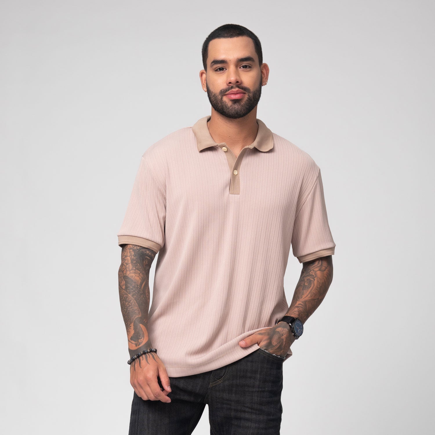 Camiseta Elemental Tipo Polo Texturizada Marca Rappaz