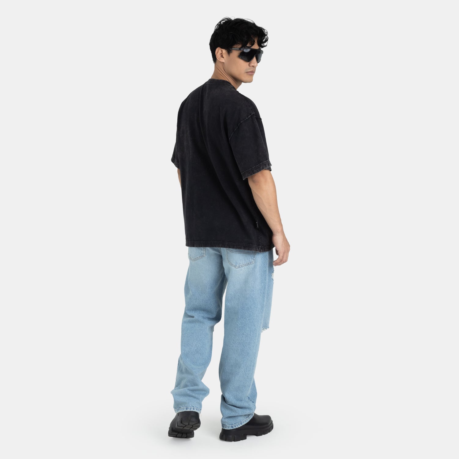 Acid Washed Boxy Tee Black
