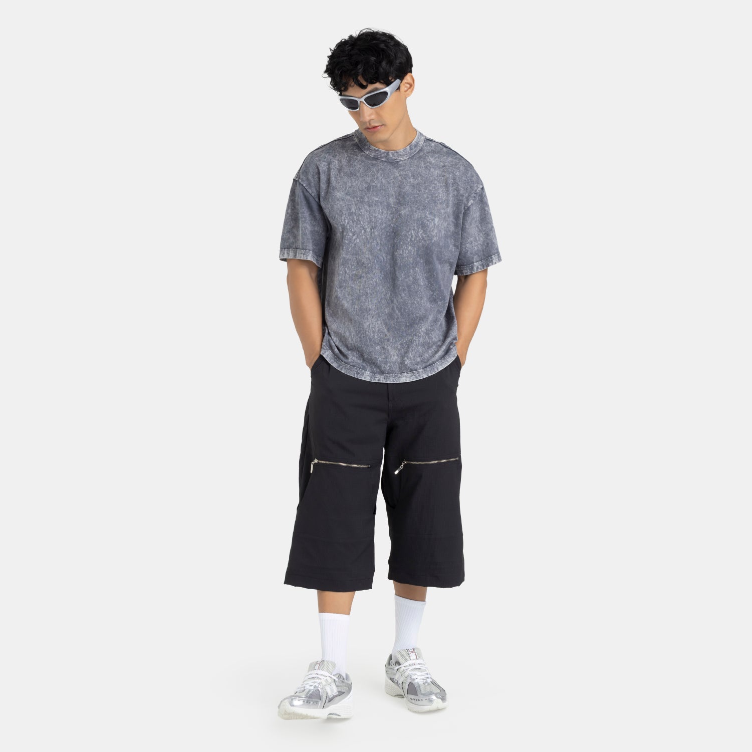 Acid Washed Boxy Tee Grey
