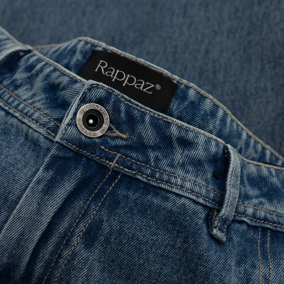 Raw Seam Baggy Jean Azul Medio
