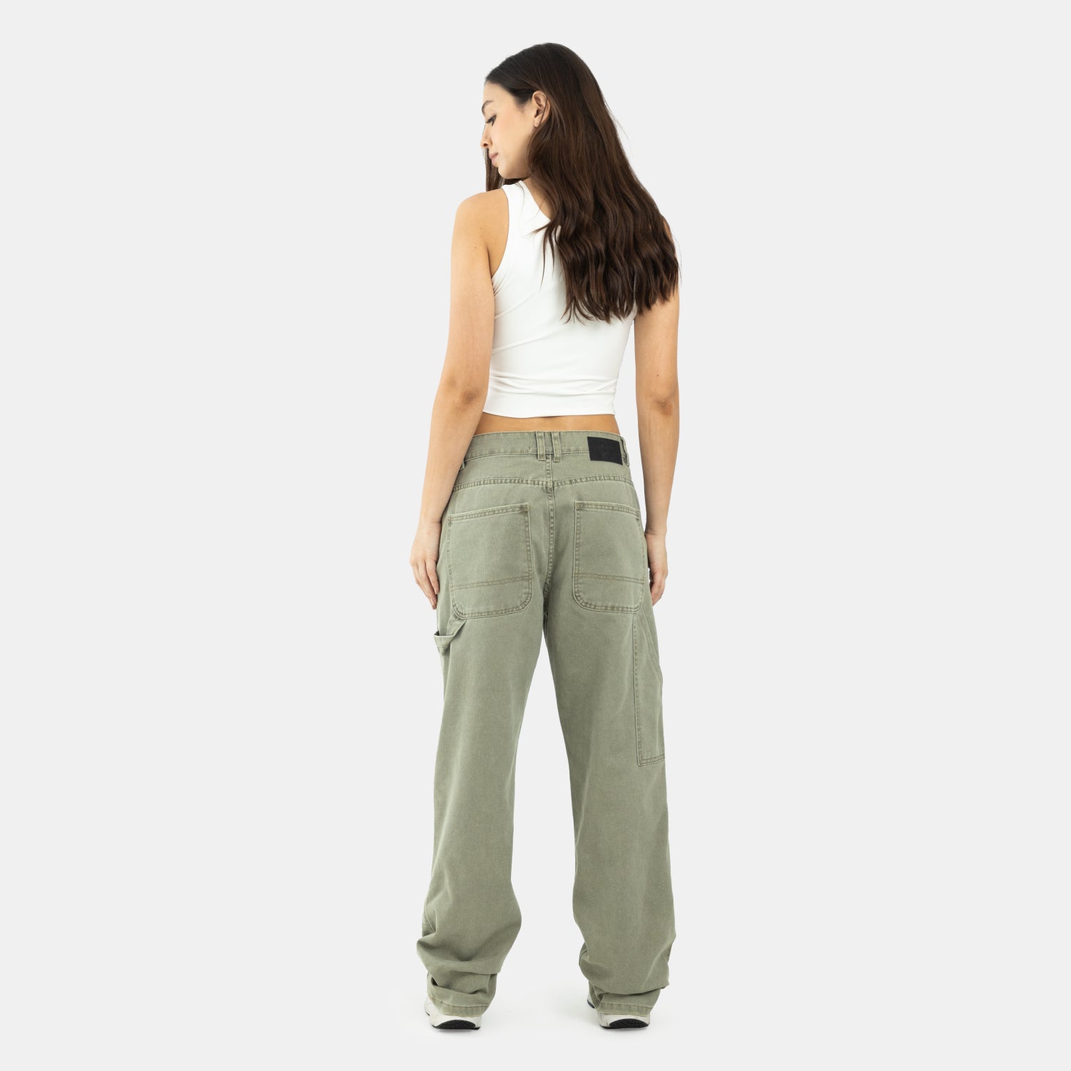 Carpenter Denim Pants Olive Green WOMAN