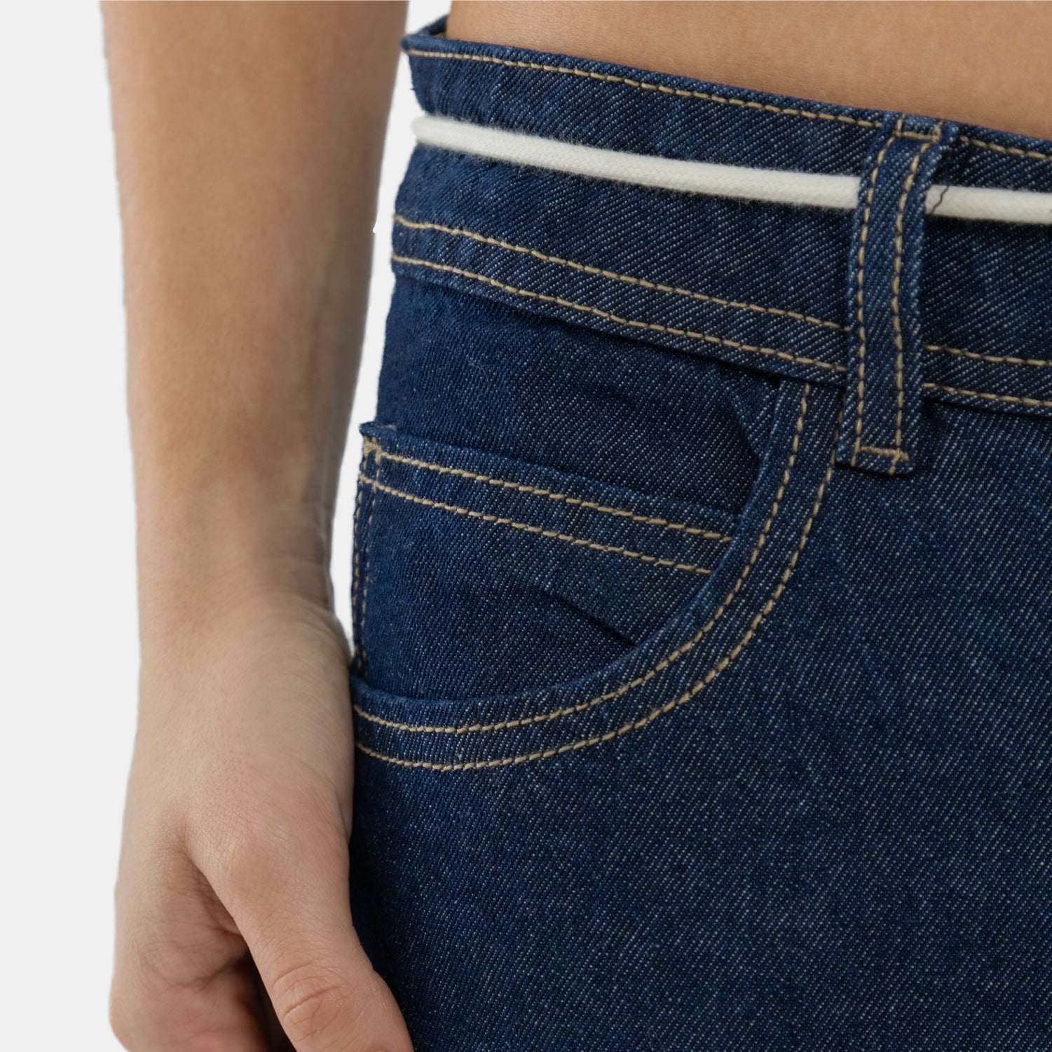 String Relaxed Jeans Dark Blue WOMAN