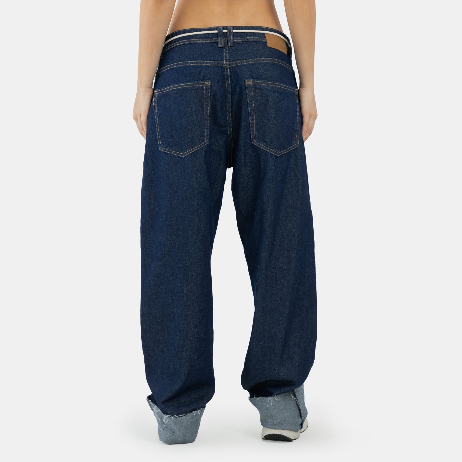 String Relaxed Jeans Dark Blue WOMAN