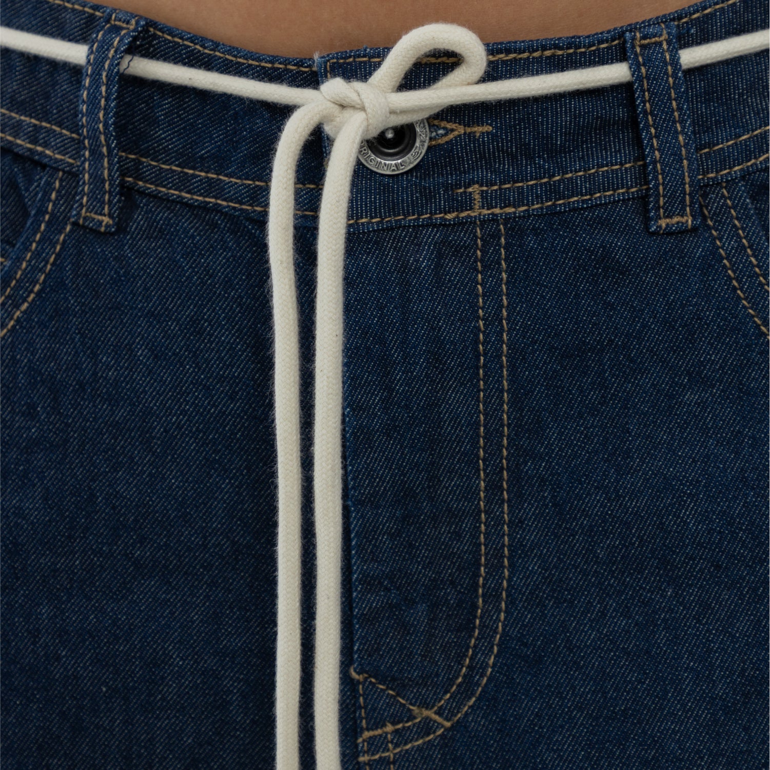 String Relaxed Jeans Dark Blue WOMAN