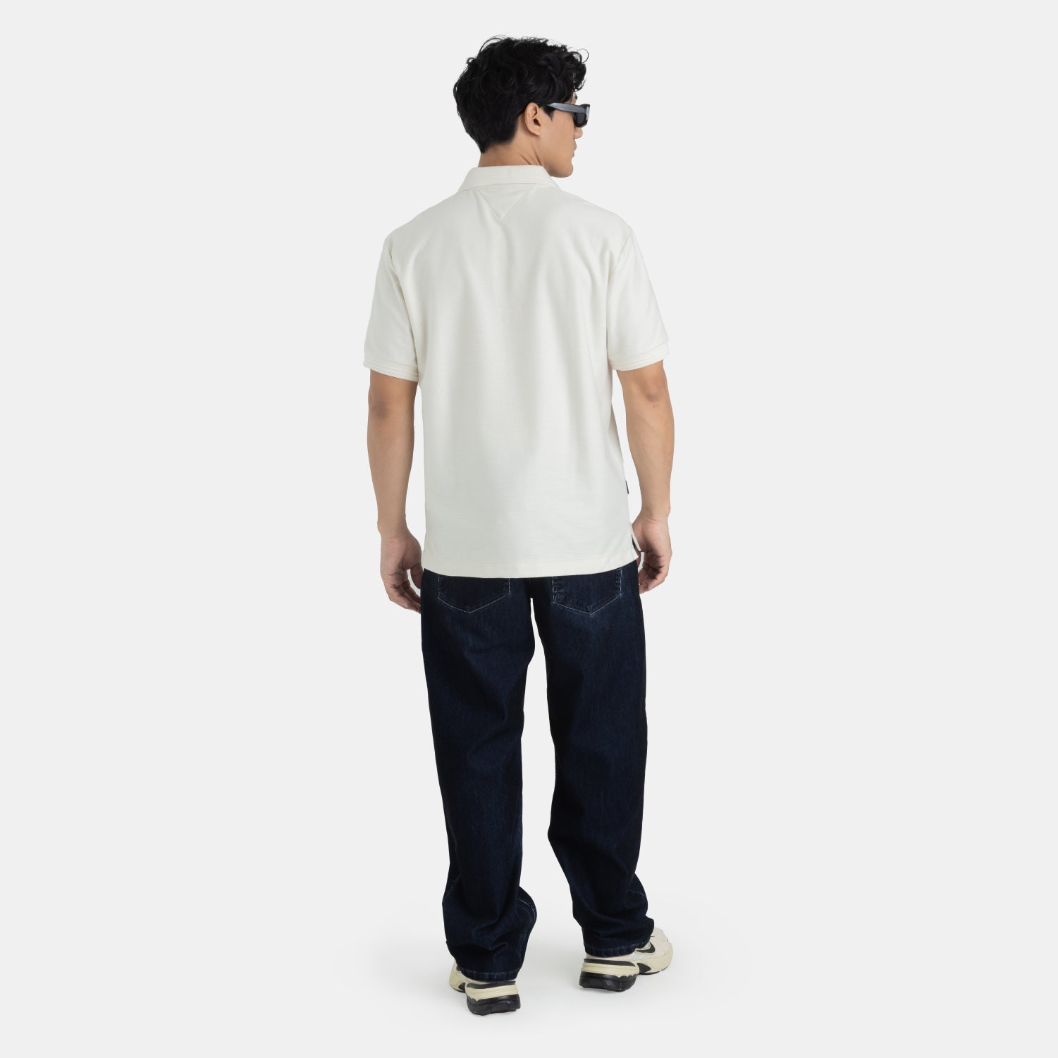 Corduroy Touch Denim Relaxed Jeans Dark Blue