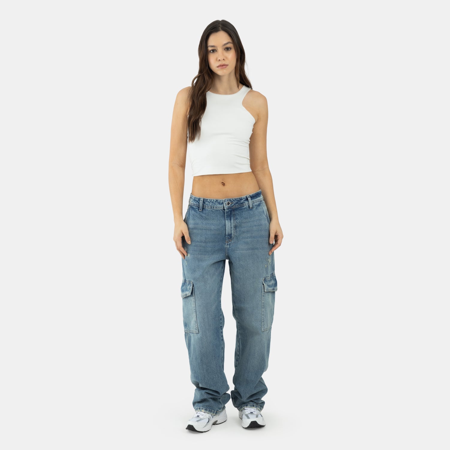 Urban Cargo Relaxed Jeans Medium Blue WOMAN
