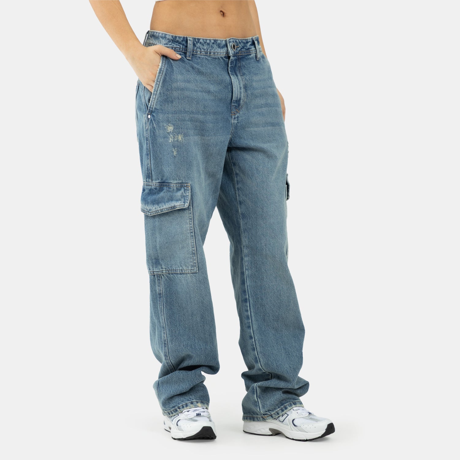 Urban Cargo Relaxed Jeans Medium Blue WOMAN