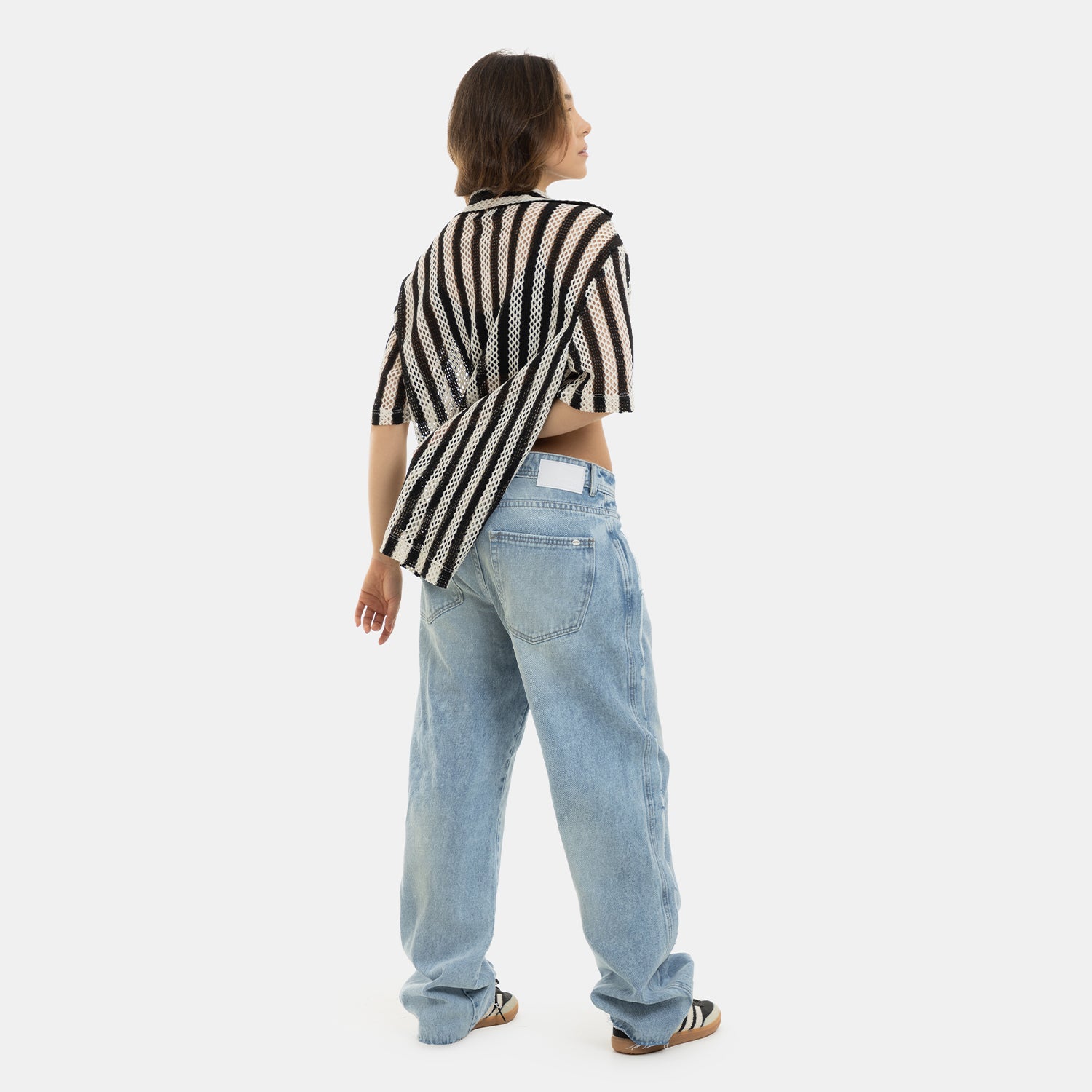 Mesh Striped Shirt Black