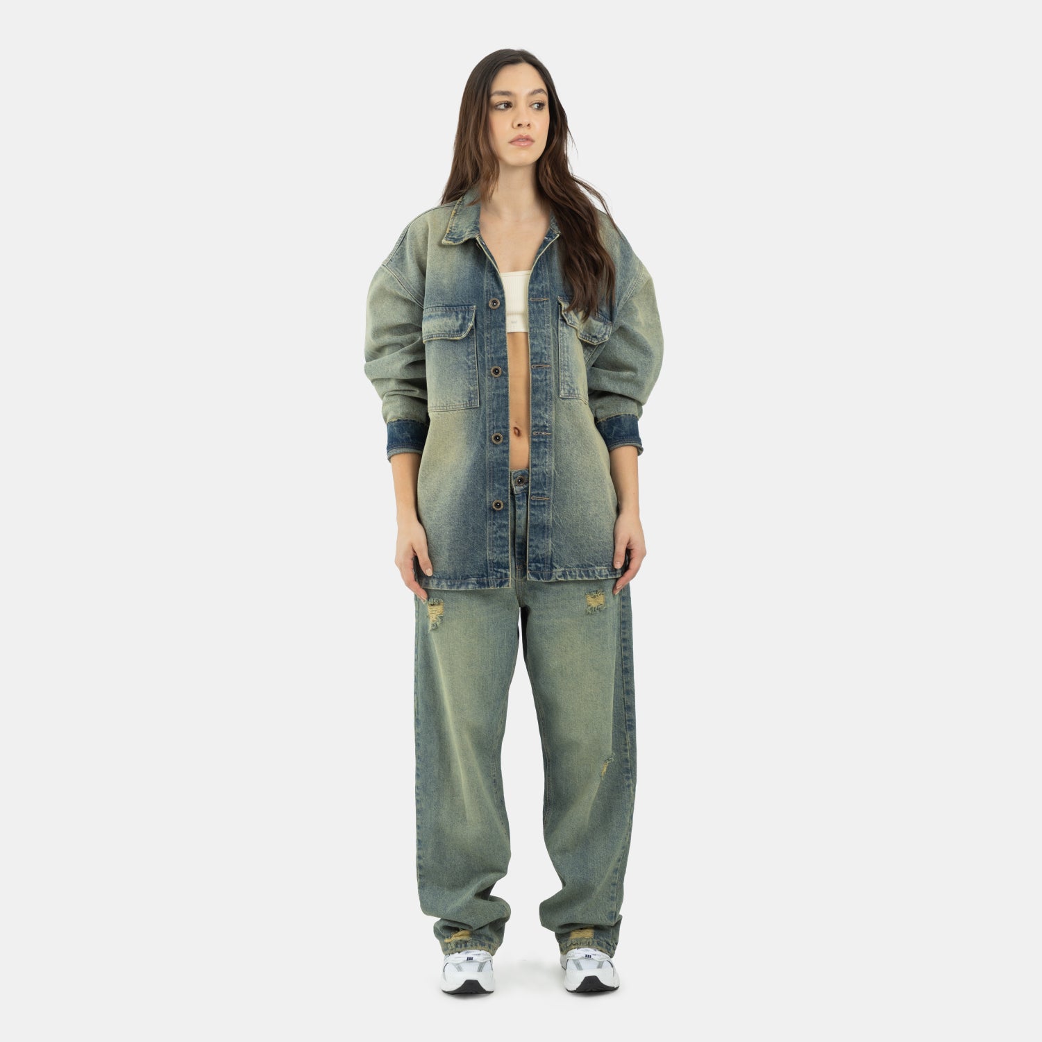 Dirty Wash Denim Overshirt WOMAN