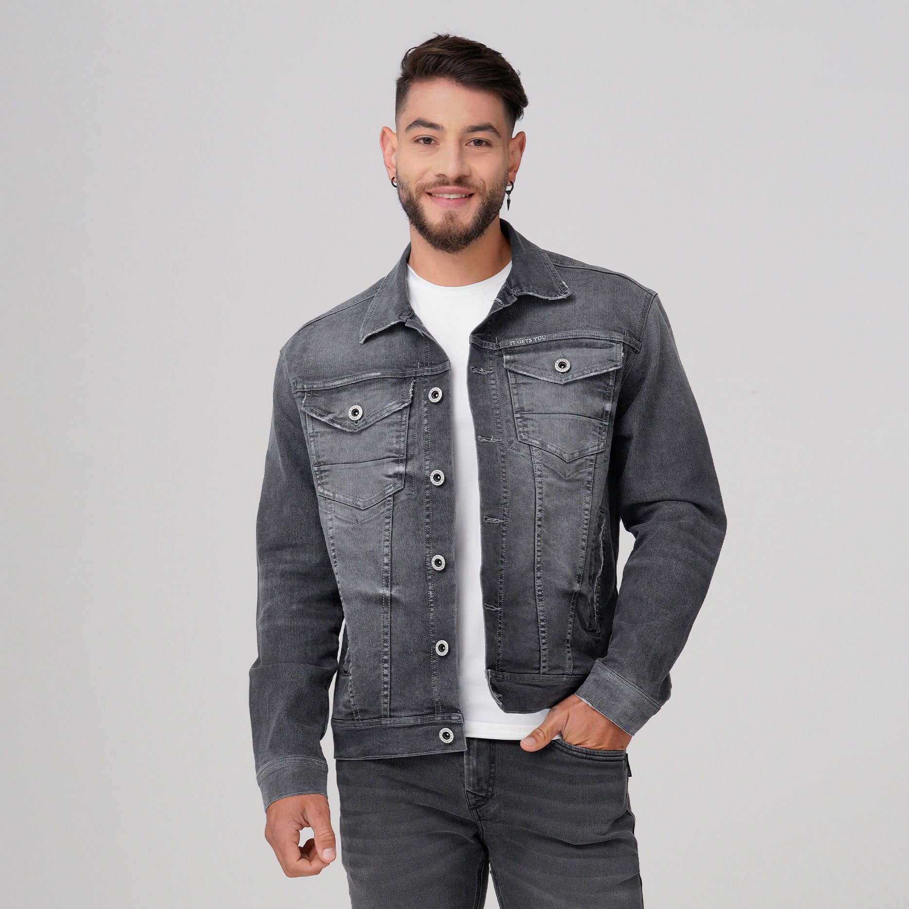 Chaqueta Clásica Color Gris Medio Marca Rappaz