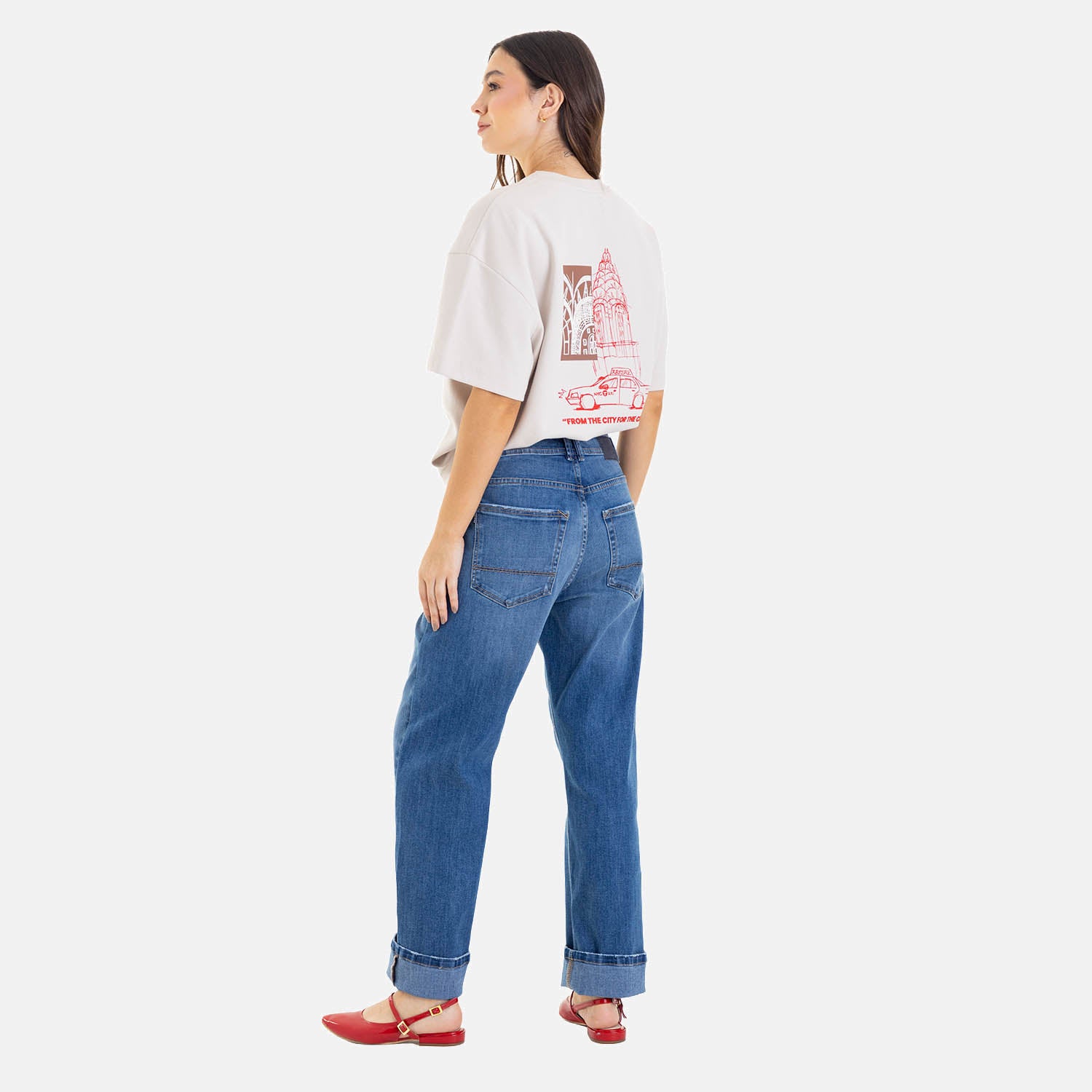 Boxy Fit City Sketch Tee Sand