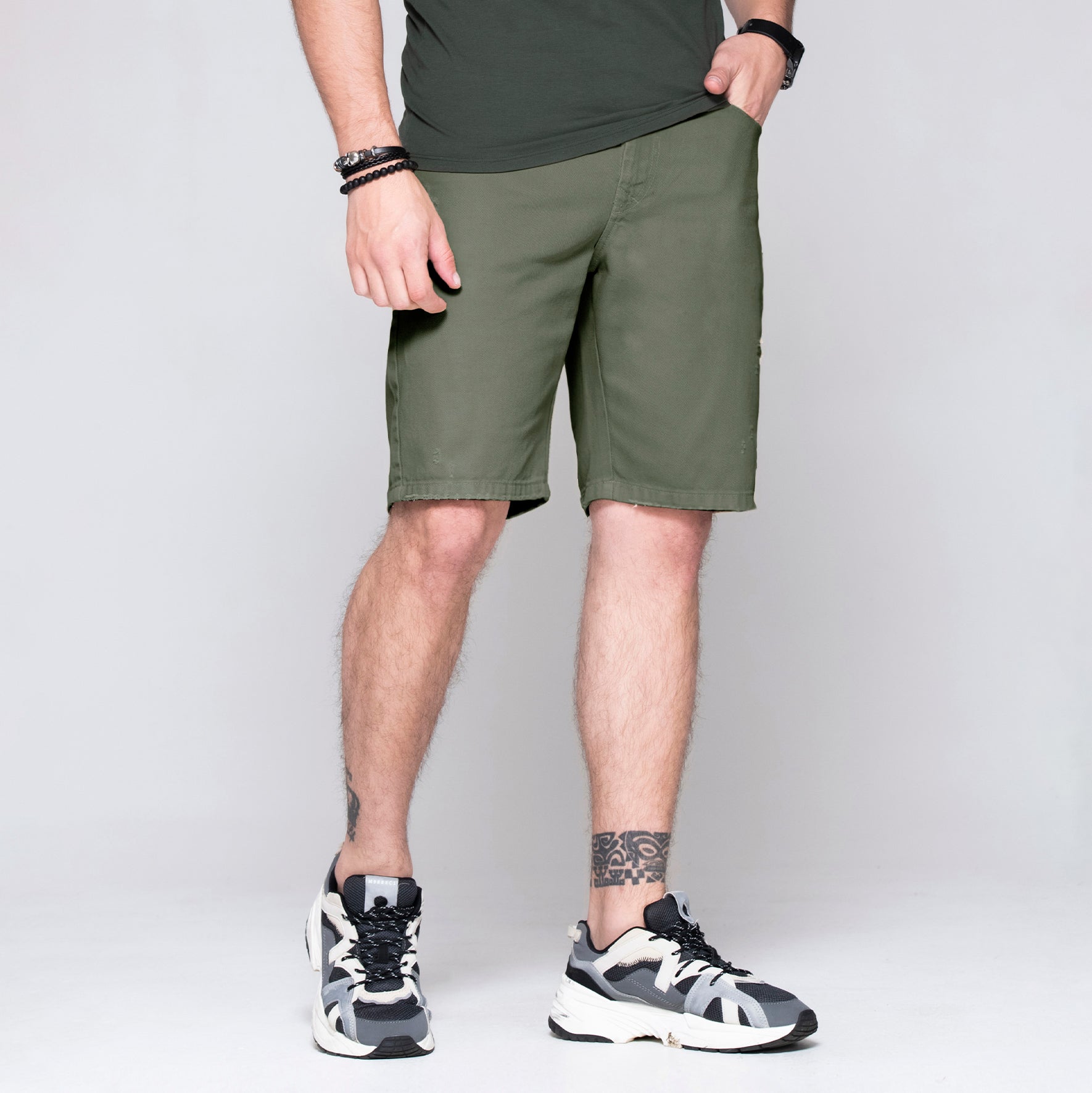 Bermuda Clasica Color Kaki Y Verde Militar Marca Rappaz