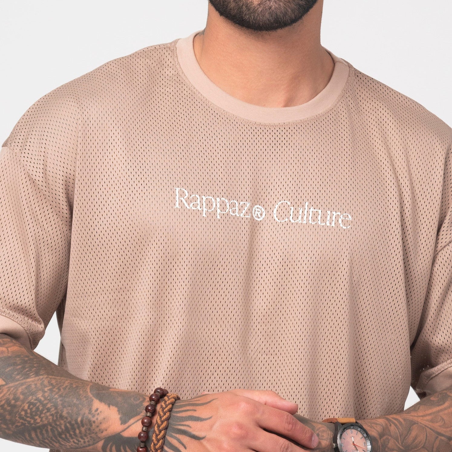 Camiseta Over size Tendencia Malla Estampado Frontal Marca Rappaz