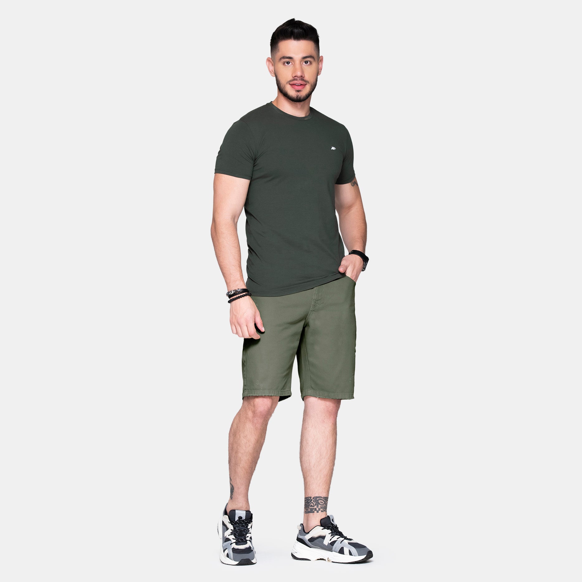 Bermuda Clasica Color Kaki Y Verde Militar Marca Rappaz
